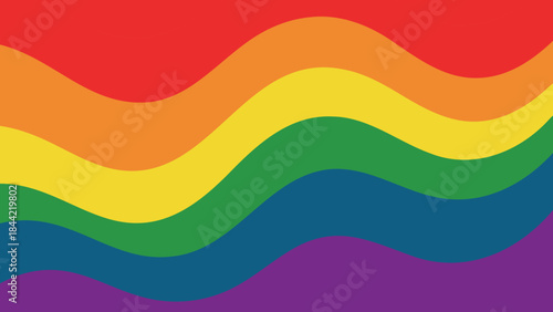 a rainbow colored wave pattern on a red background