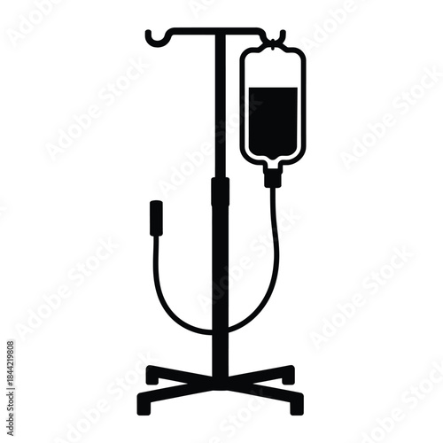 IV drip stand Vector, Silhouette, Illustration