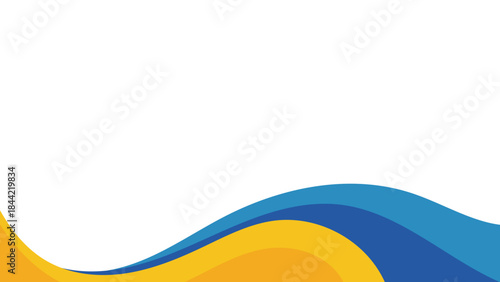 a blue and yellow wave background with a white background