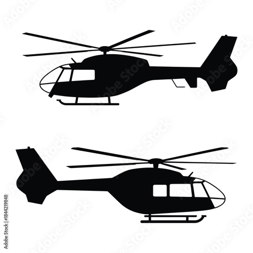 Medical rescue helicopter Vector, Silhouette, Illustration
