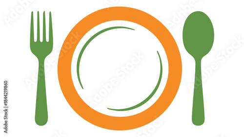 Dinner setting with fork and spoon Vector