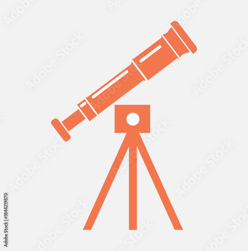 Telescope on Tripod — Astronomy Icon (Orange Variant)