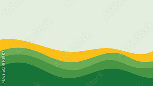 a green and yellow wave pattern with a white sky in the background