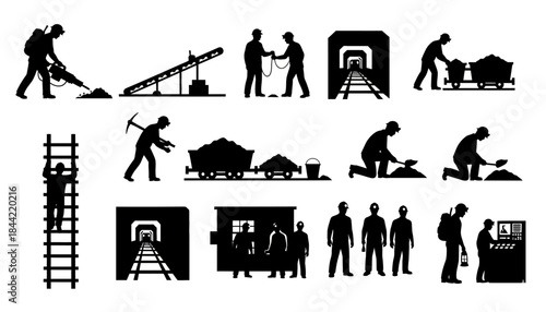 Construction Site Workers Engaged in Various Activities