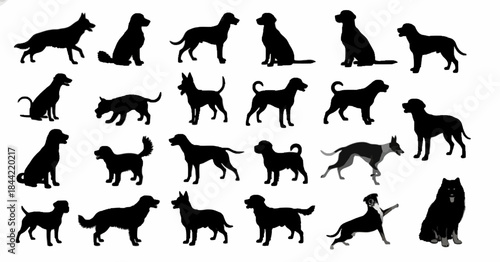 Collection of Dog Silhouettes in Various Poses
