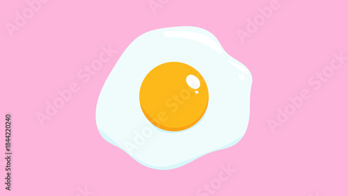 a fried egg on a pink background