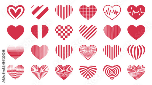 Collection of stylized heart shapes Vector