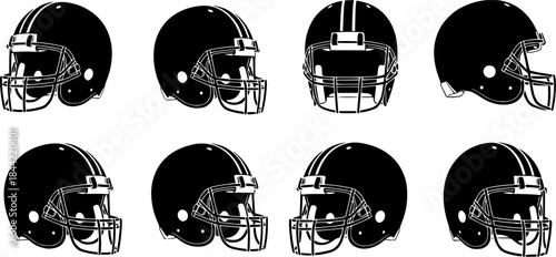 American football helmet silhouette, Football helmet vector illustration