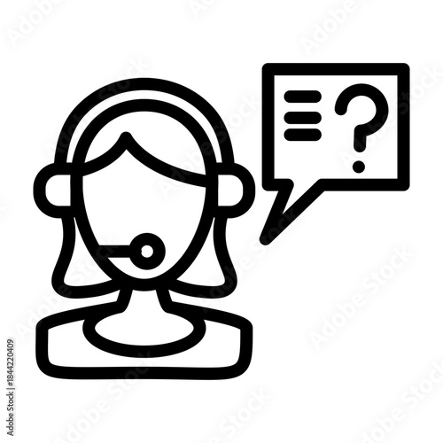 Customer Query Vector Line Icon Design