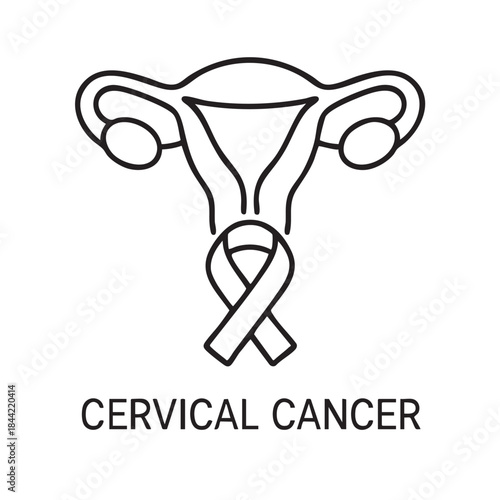 A symbolic representation of a female uterus with a ribbon signifying awareness for cervical cancer prevention