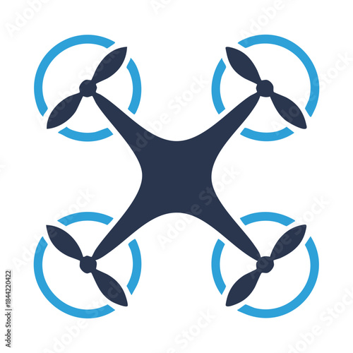 Quadcopter drone with blue props Vector