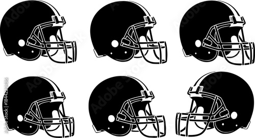 American football helmet silhouette, Football helmet vector illustration