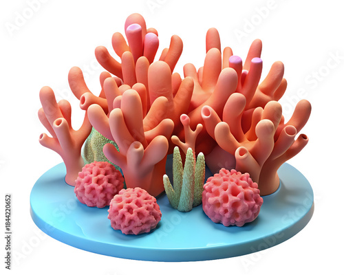 coral reef ,isolated on transparent png 3d style
