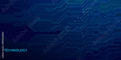 Abstract futuristic technology background with glowing blue circuit board lines