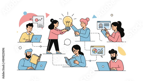 Diverse Team Collaborating Remotely, Sharing Ideas and Growing Business with Technology