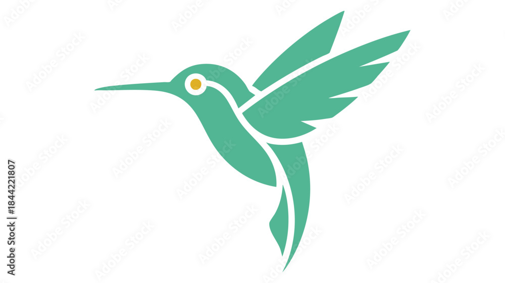Fototapeta premium Green hummingbird in flight Vector