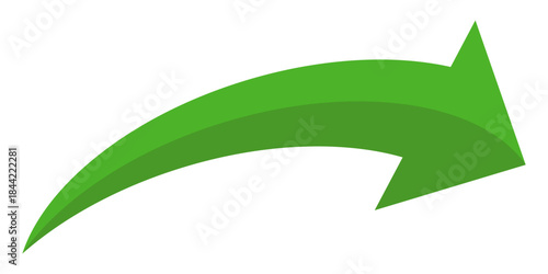 Green arrow vector icon showing direction symbol with flat style design. Jump icon
