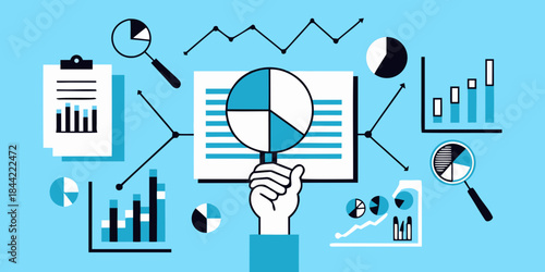 Data analysis and research visual representation of statistics and information