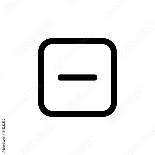 Simple outline icon of a minus sign within a rounded square for various ui functions