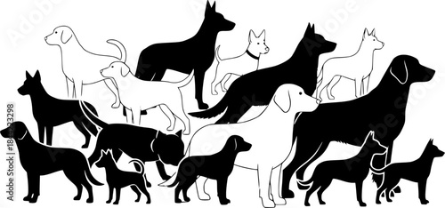 Dog silhouette, Dog silhouettes, Dog, Dog breeds silhouette, Dog icon, Dog clipart, Dog logo set