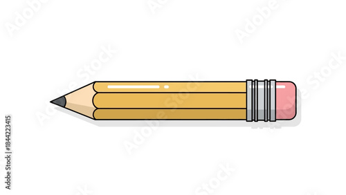 Pencil and eraser with sharpener school drawing tools illustration