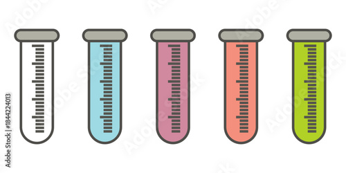 Illustration of a laboratory measuring cylinder, designed in a flat style. Simple design of a laboratory measuring cylinder. Science icon.