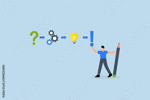 Creative thinking for solution or result, businessman solving problem with solution.
