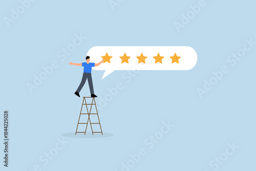 5 stars rating feedback, customer or client giving five stars feedback review.