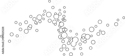 Black and white abstract scatter plot of circles forming an Scurve shape