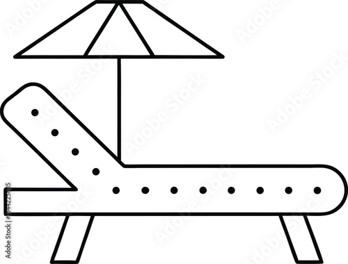 chaise lounge icon outline vector on transparent background