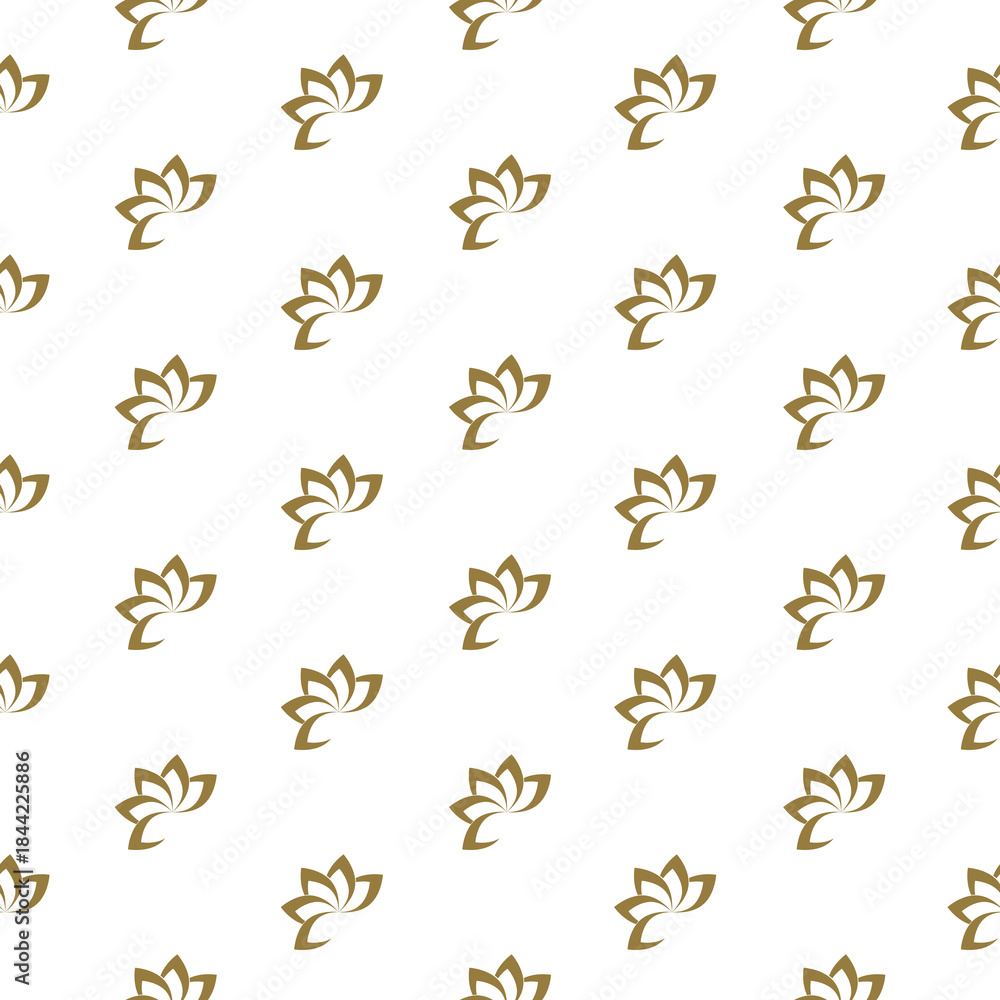 Fototapeta premium Lotus flower seamless pattern isolated on white background