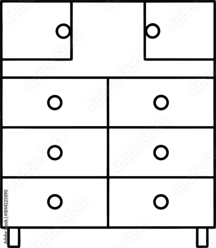 drawer chest icon outline vector on transparent background