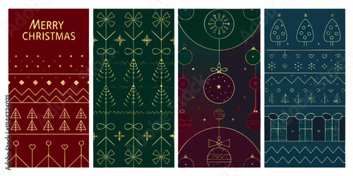 Festive christmas card designs with ornate patterns and holiday elements