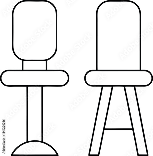 makeup stool icon outline vector on transparent background
