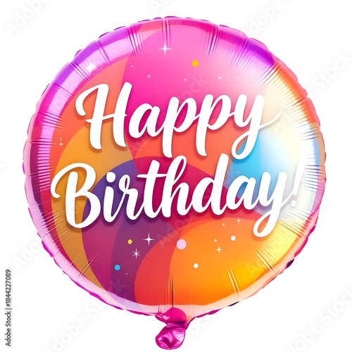 Happy Birthday balloon: A vibrant balloon, adorned with the words Happy Birthday! floats, exuding joy and celebration for a special day. A cheerful design to send birthday wishes. 