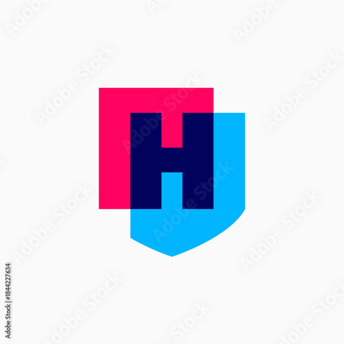 h letter shield protection security logo vector icon illustration