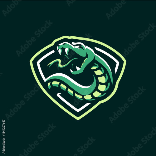 snake shield sport logo vector icon illustration