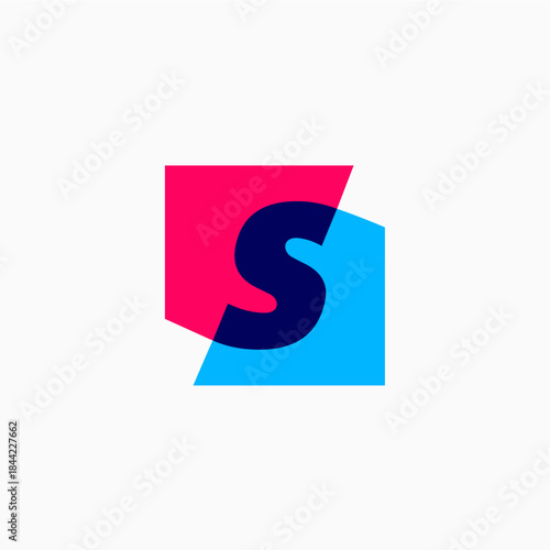 s letter mark square logo vector icon illustration