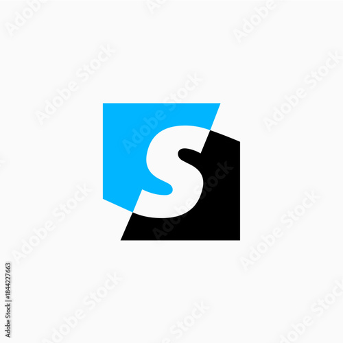 s letter mark square logo vector icon illustration