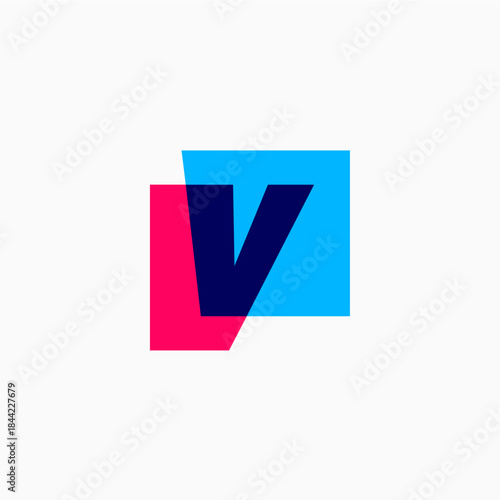 v letter mark square logo vector icon illustration