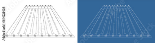 Low Angle Front View of Swimming Pool Starting Blocks Wireframe