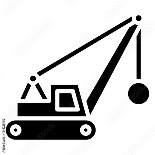 Demolition Crane Glyph Icon