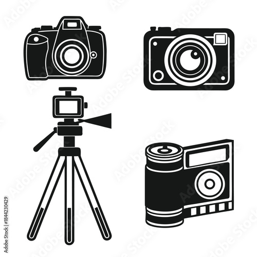 Camera, Tripod, and Film Roll Icons Keywords camera, video camera, tripod, film roll