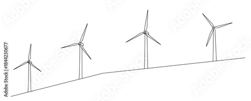 wind turbine farm renewable energy vector line art