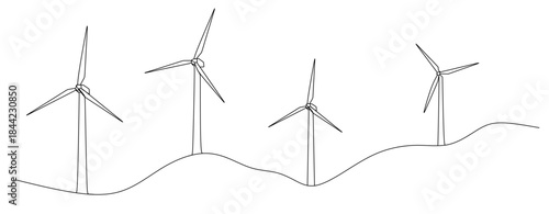 wind turbine farm renewable energy vector line art