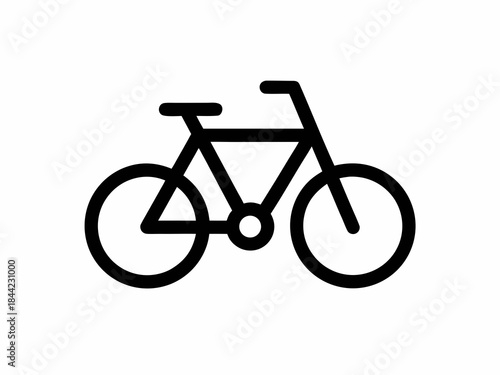 Simple black and white line drawing of a bicycle a transportation icon