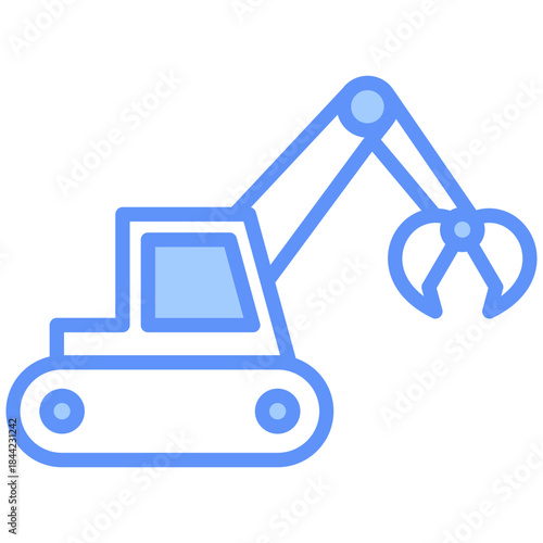 Forestry Machine Outline Blue Color Icon