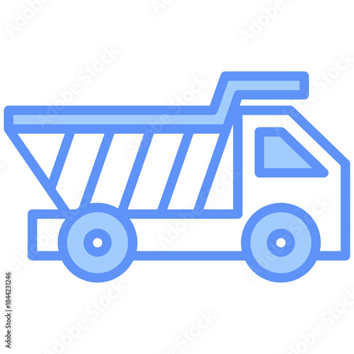 Dump Truck Outline Blue Color Icon