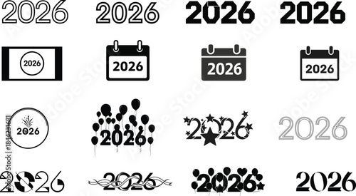 2026 calendar icons and date symbols collection for branding