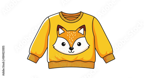 A yellow sweatshirt with a fox face design